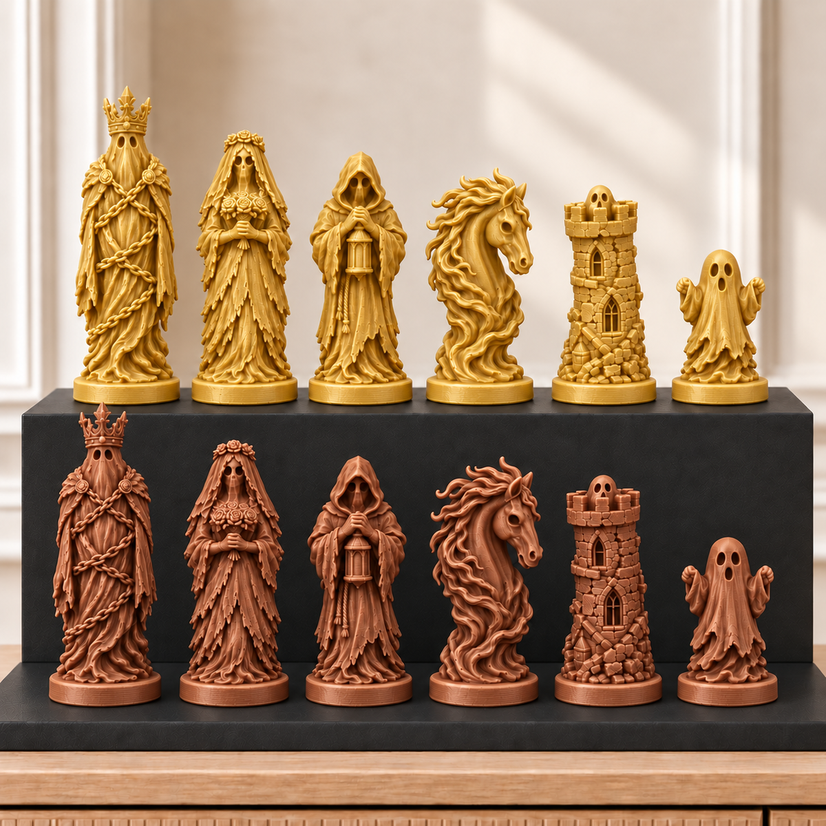 Spukschloss-Geister – thematisches Schachfigurenset mit 32 Figuren – Ansicht 7