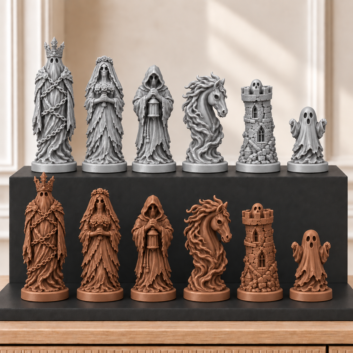 Spukschloss-Geister – thematisches Schachfigurenset mit 32 Figuren – Ansicht 10