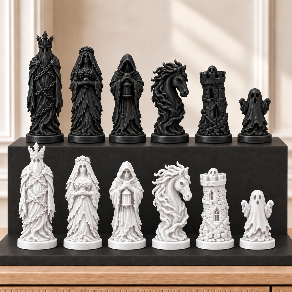 Spukschloss-Geister – thematisches Schachfigurenset mit 32 Figuren – Ansicht 11