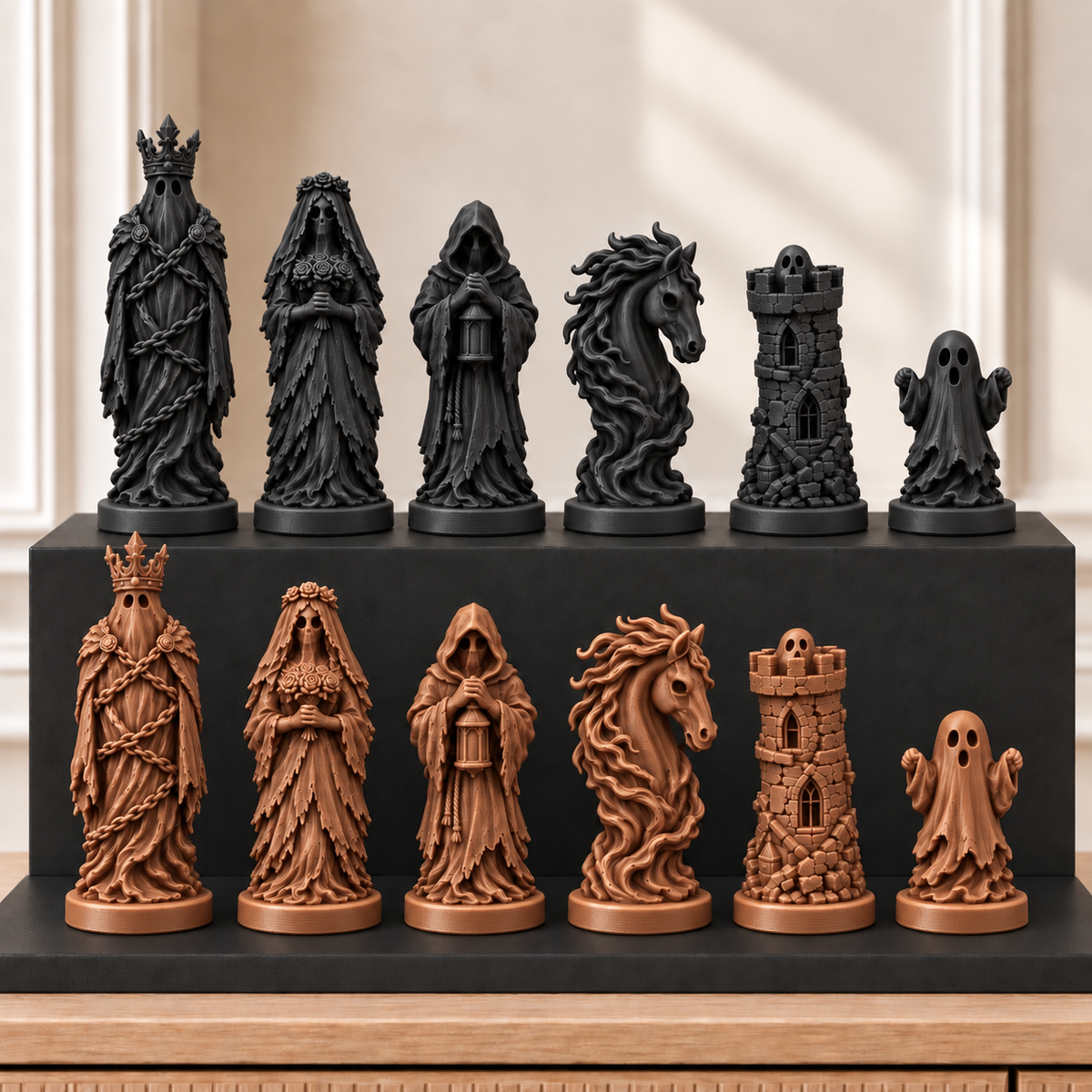 Spukschloss-Geister – thematisches Schachfigurenset mit 32 Figuren – Ansicht 12