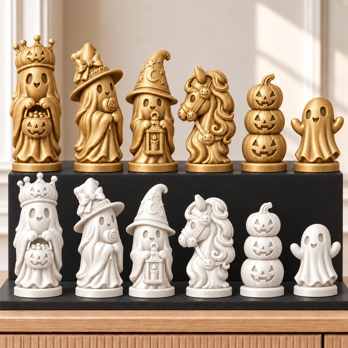 Halloween-Geister – thematisches Schachfigurenset mit 32 Figuren – Ansicht 6