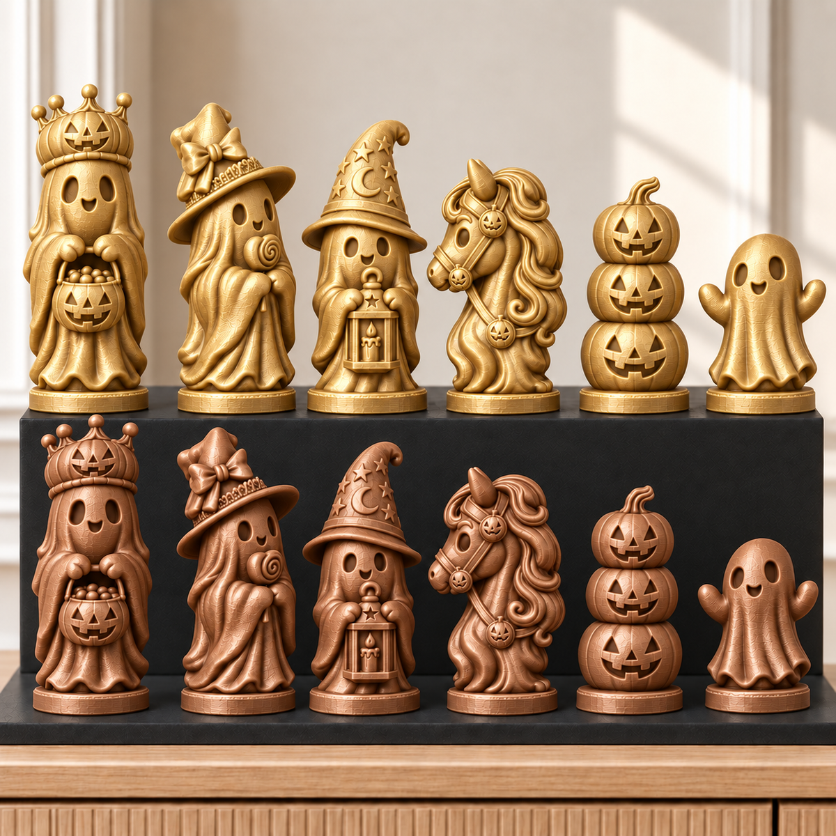 Halloween-Geister – thematisches Schachfigurenset mit 32 Figuren – Ansicht 7