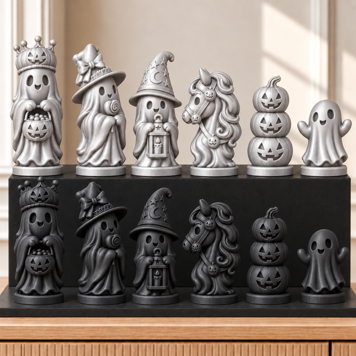 Halloween-Geister – thematisches Schachfigurenset mit 32 Figuren – Ansicht 8