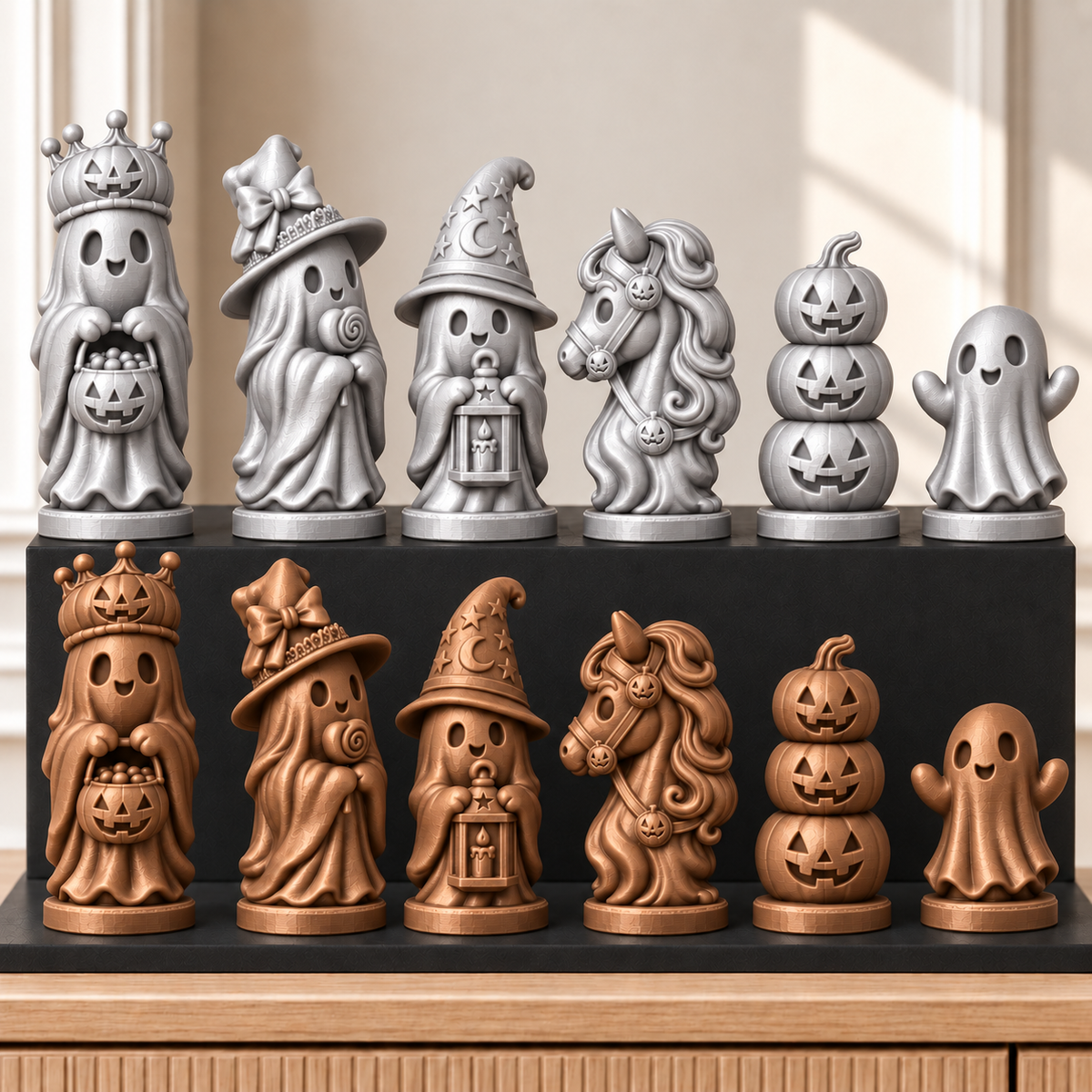Halloween-Geister – thematisches Schachfigurenset mit 32 Figuren – Ansicht 10