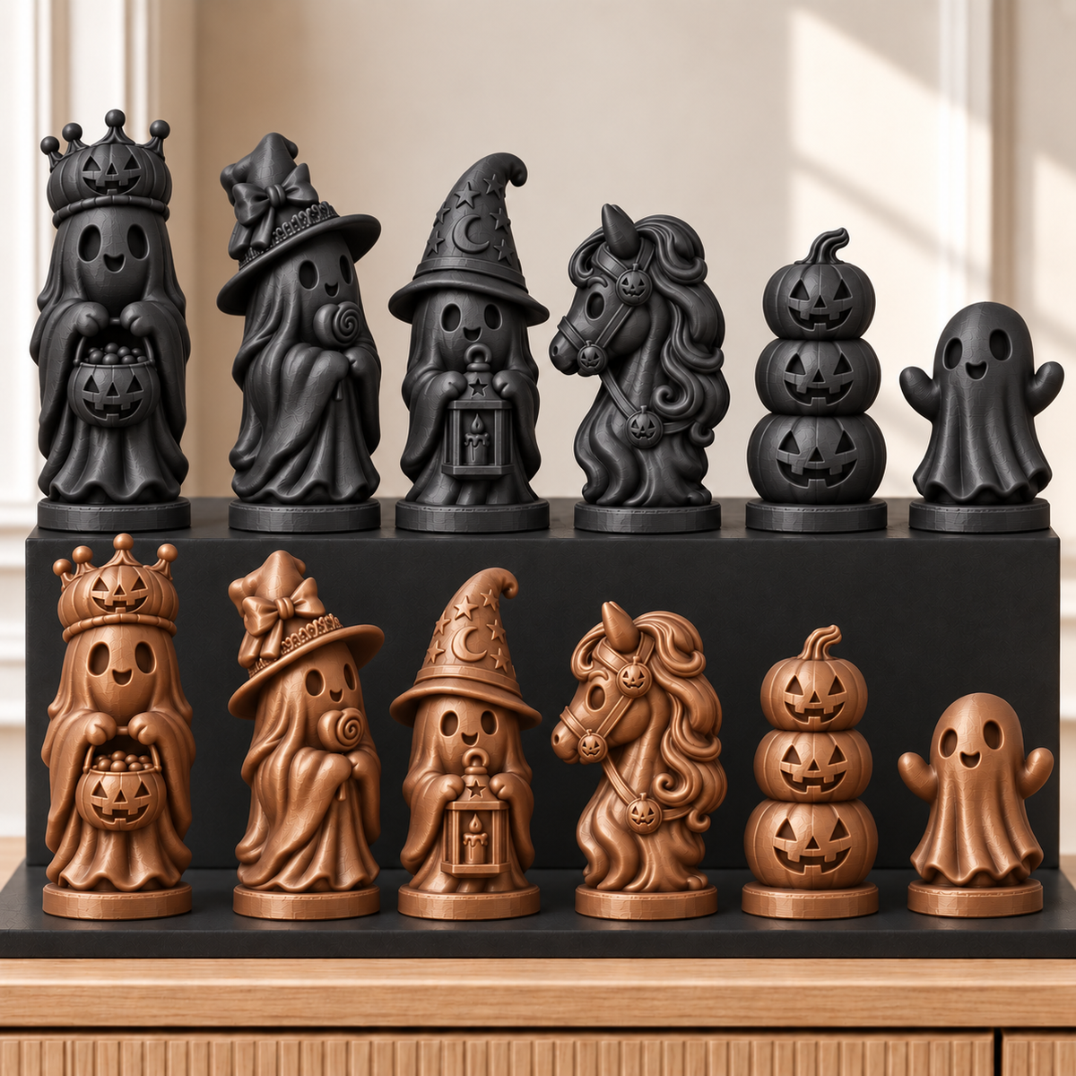 Halloween-Geister – thematisches Schachfigurenset mit 32 Figuren – Ansicht 12