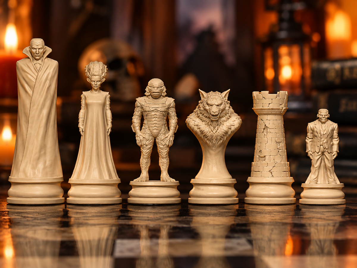 Halloween-Monster-Schachfigurenset – 32 Figuren mit Vampir und Werwolf – Ansicht 1