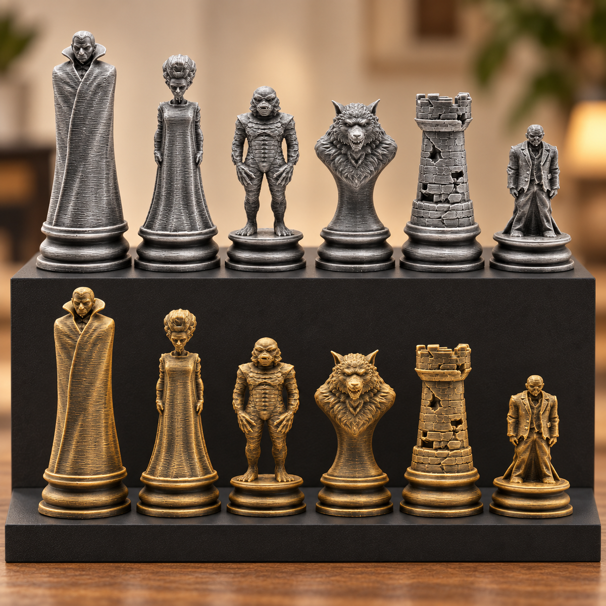Halloween-Monster-Schachfigurenset – 32 Figuren mit Vampir und Werwolf – Ansicht 2