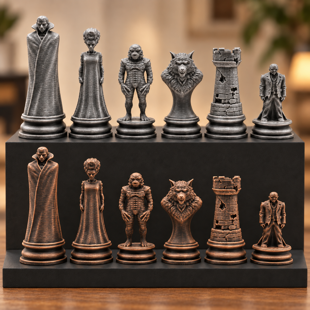 Halloween-Monster-Schachfigurenset – 32 Figuren mit Vampir und Werwolf – Ansicht 3
