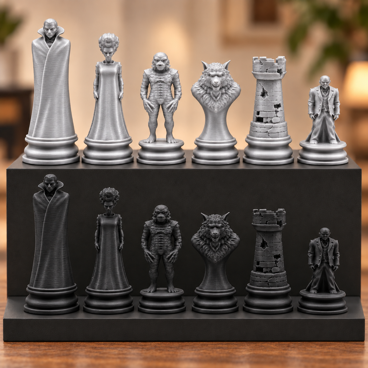 Halloween-Monster-Schachfigurenset – 32 Figuren mit Vampir und Werwolf – Ansicht 8