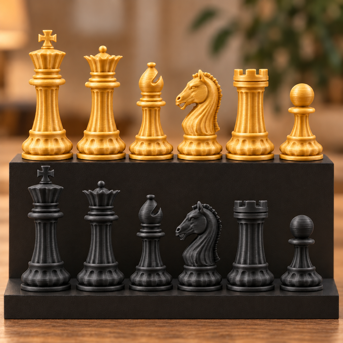 Römisches Säulen-Schachfigurenset – 32 Staunton-Figuren mit Kanneluren – Ansicht 5