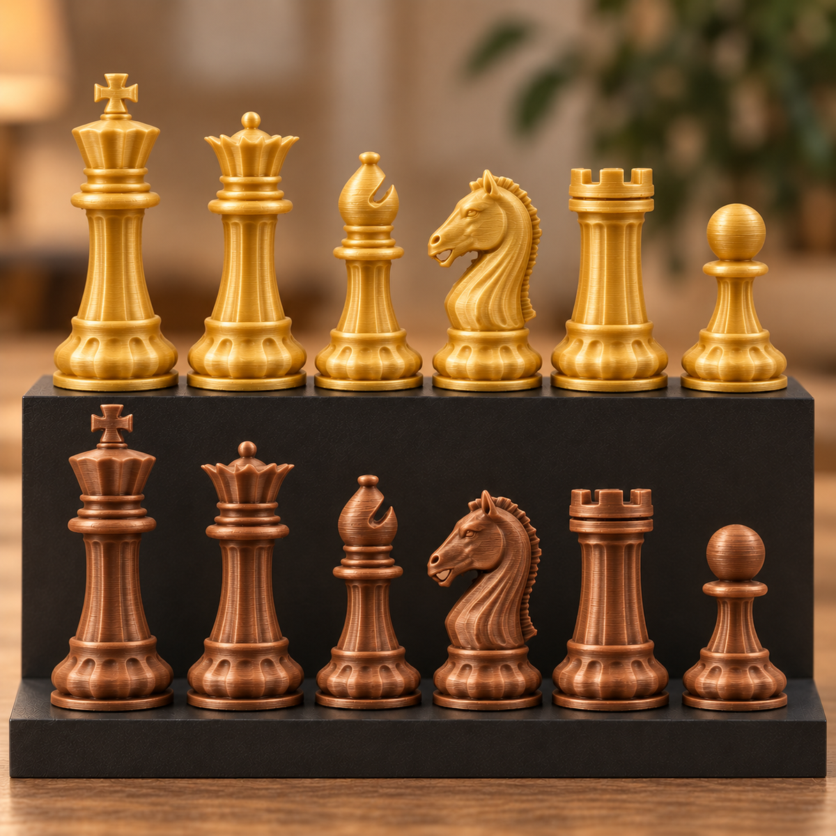 Römisches Säulen-Schachfigurenset – 32 Staunton-Figuren mit Kanneluren – Ansicht 7