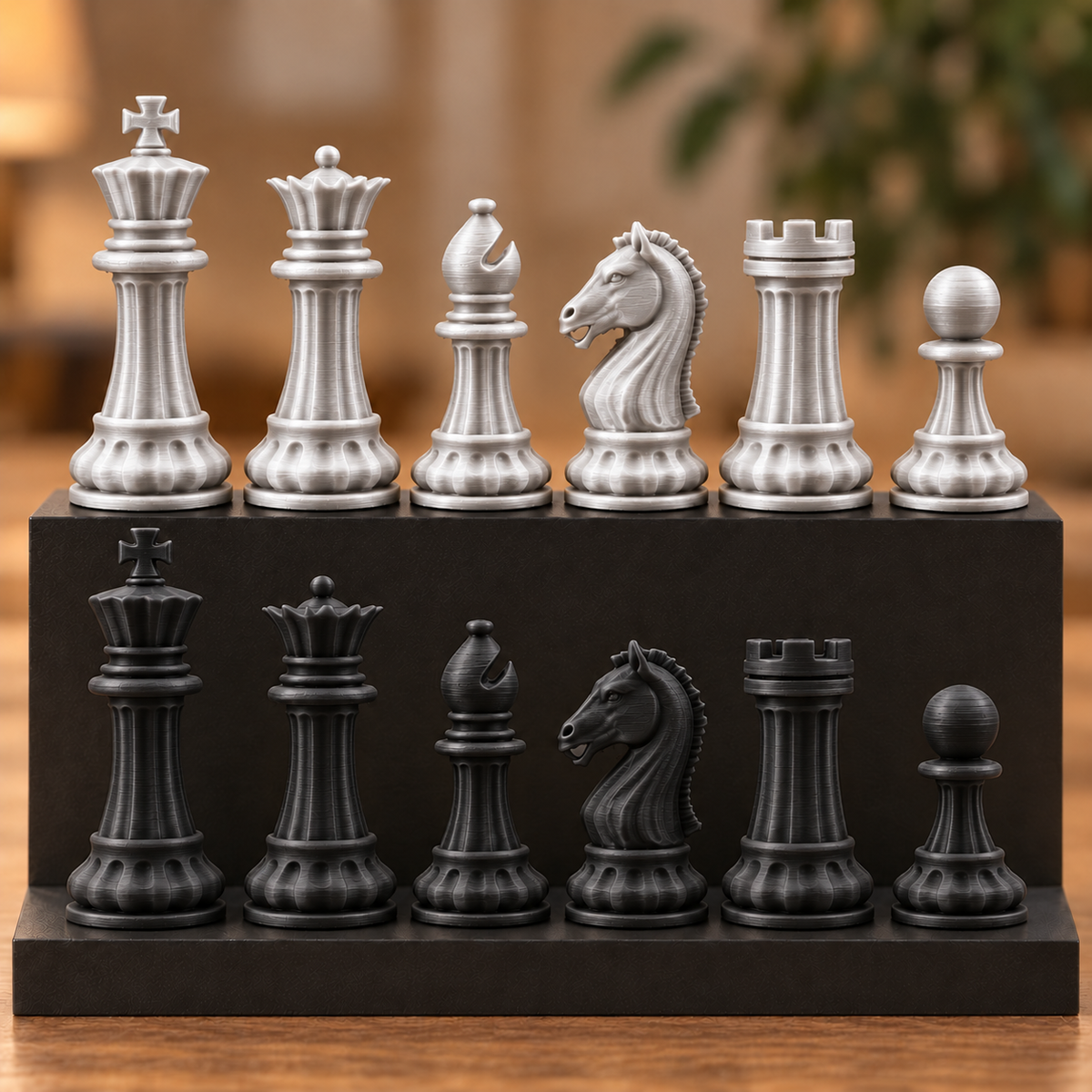 Römisches Säulen-Schachfigurenset – 32 Staunton-Figuren mit Kanneluren – Ansicht 8