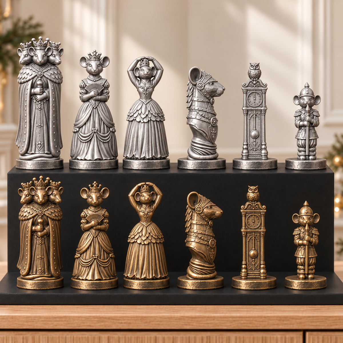 Mäusekönig – thematisches Schachfigurenset mit 32 Figuren – Ansicht 2