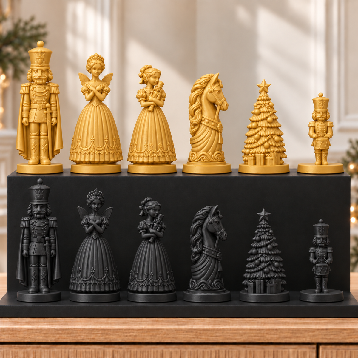 Nussknacker mit Umhang – thematisches Schachfigurenset mit 32 Figuren – Ansicht 5