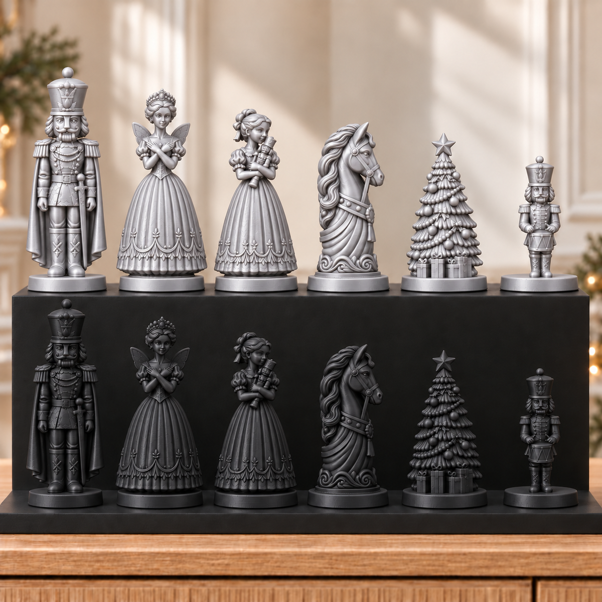 Nussknacker mit Umhang – thematisches Schachfigurenset mit 32 Figuren – Ansicht 8