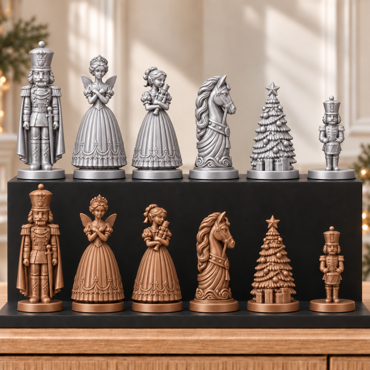 Nussknacker mit Umhang – thematisches Schachfigurenset mit 32 Figuren – Ansicht 10