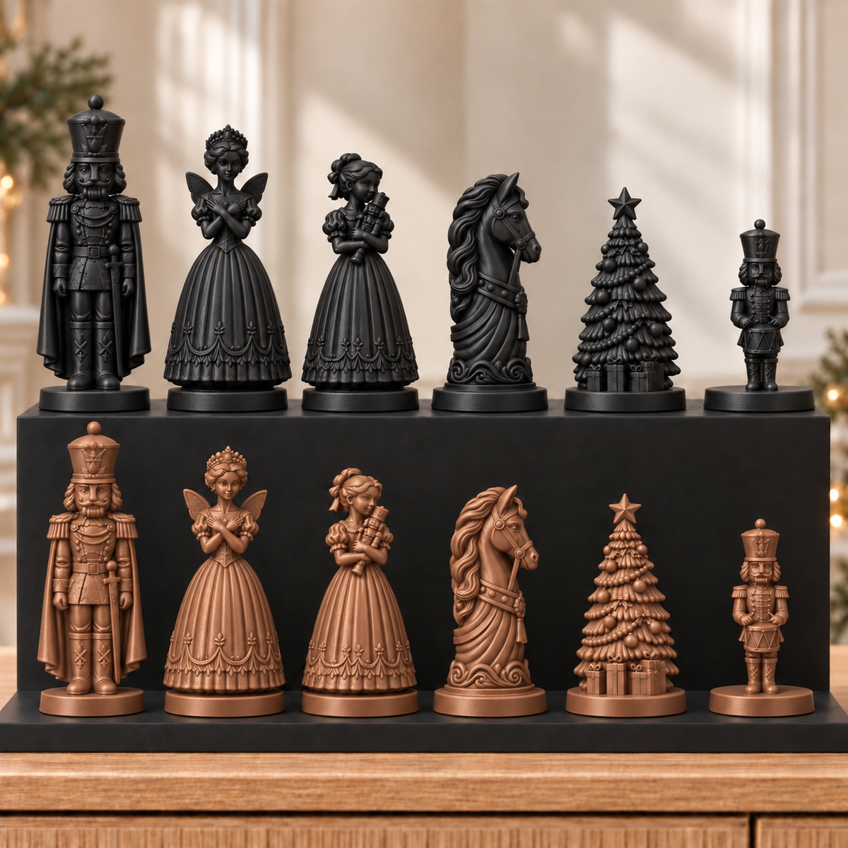 Nussknacker mit Umhang – thematisches Schachfigurenset mit 32 Figuren – Ansicht 12