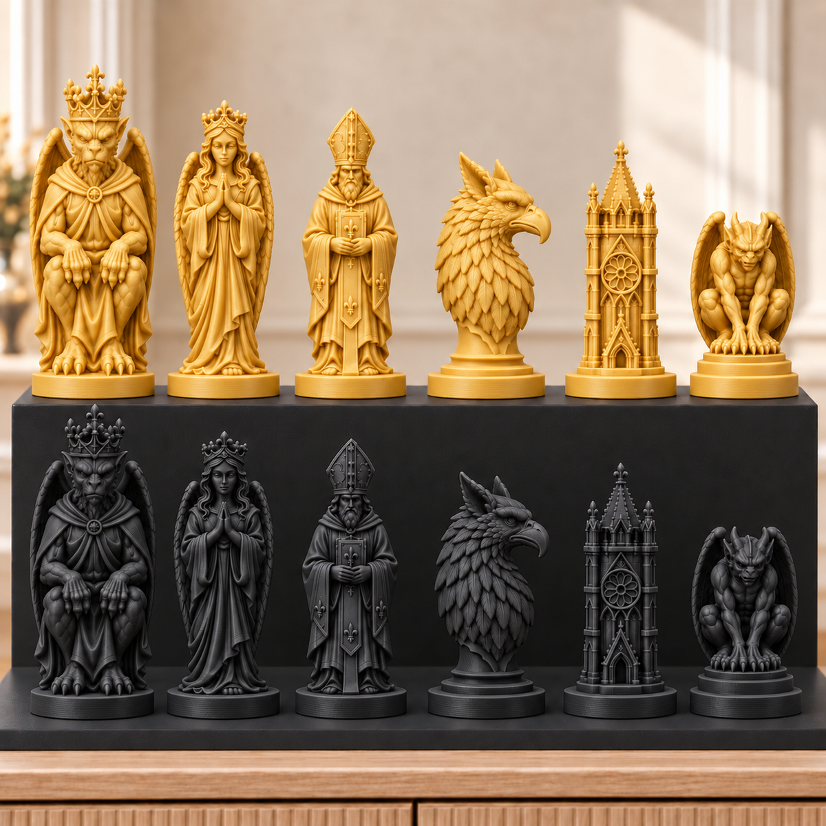 Gothic Kathedrale – thematisches Schachfigurenset mit 32 Figuren – Ansicht 5