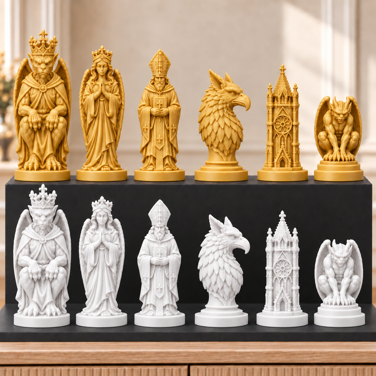 Gothic Kathedrale – thematisches Schachfigurenset mit 32 Figuren – Ansicht 6