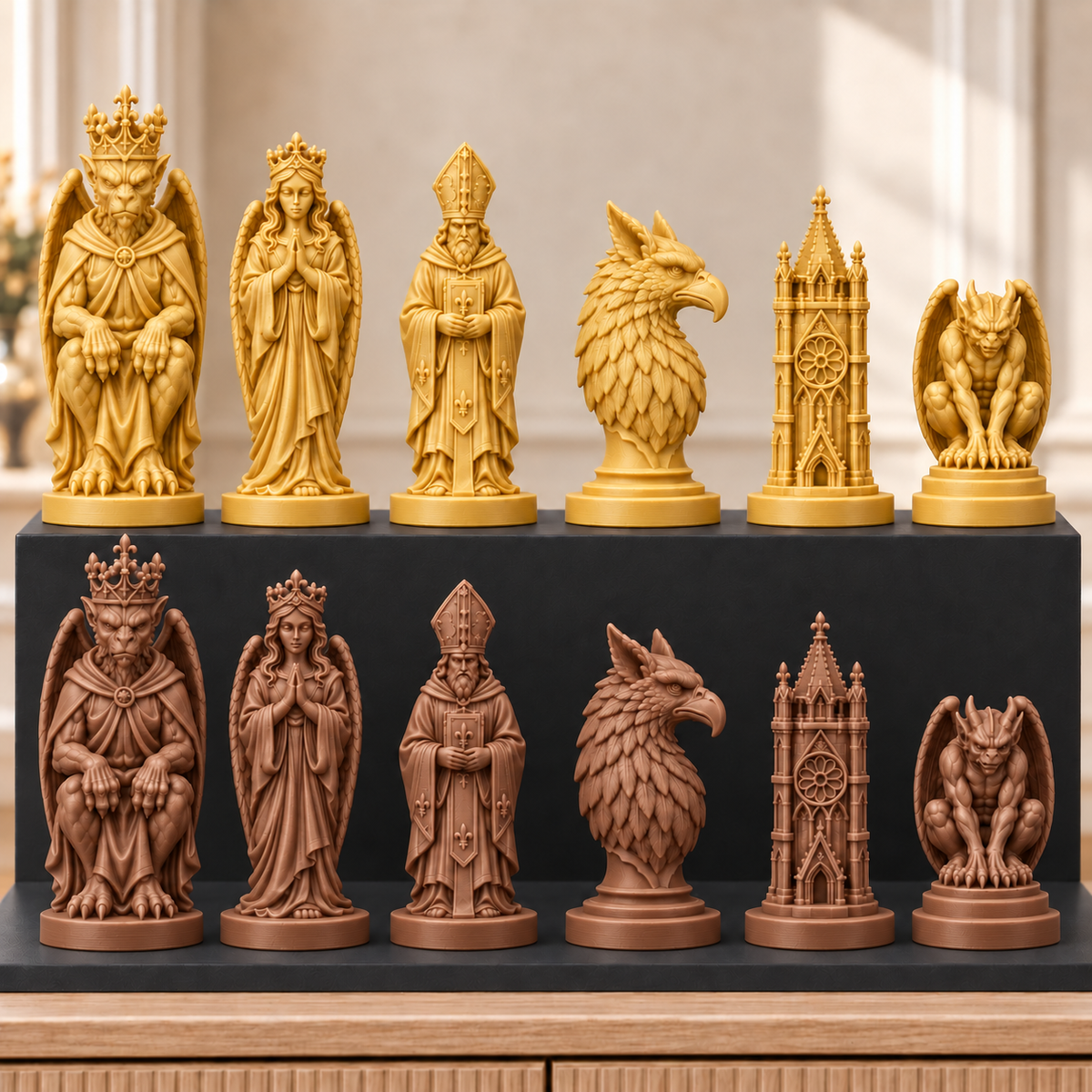Gothic Kathedrale – thematisches Schachfigurenset mit 32 Figuren – Ansicht 7