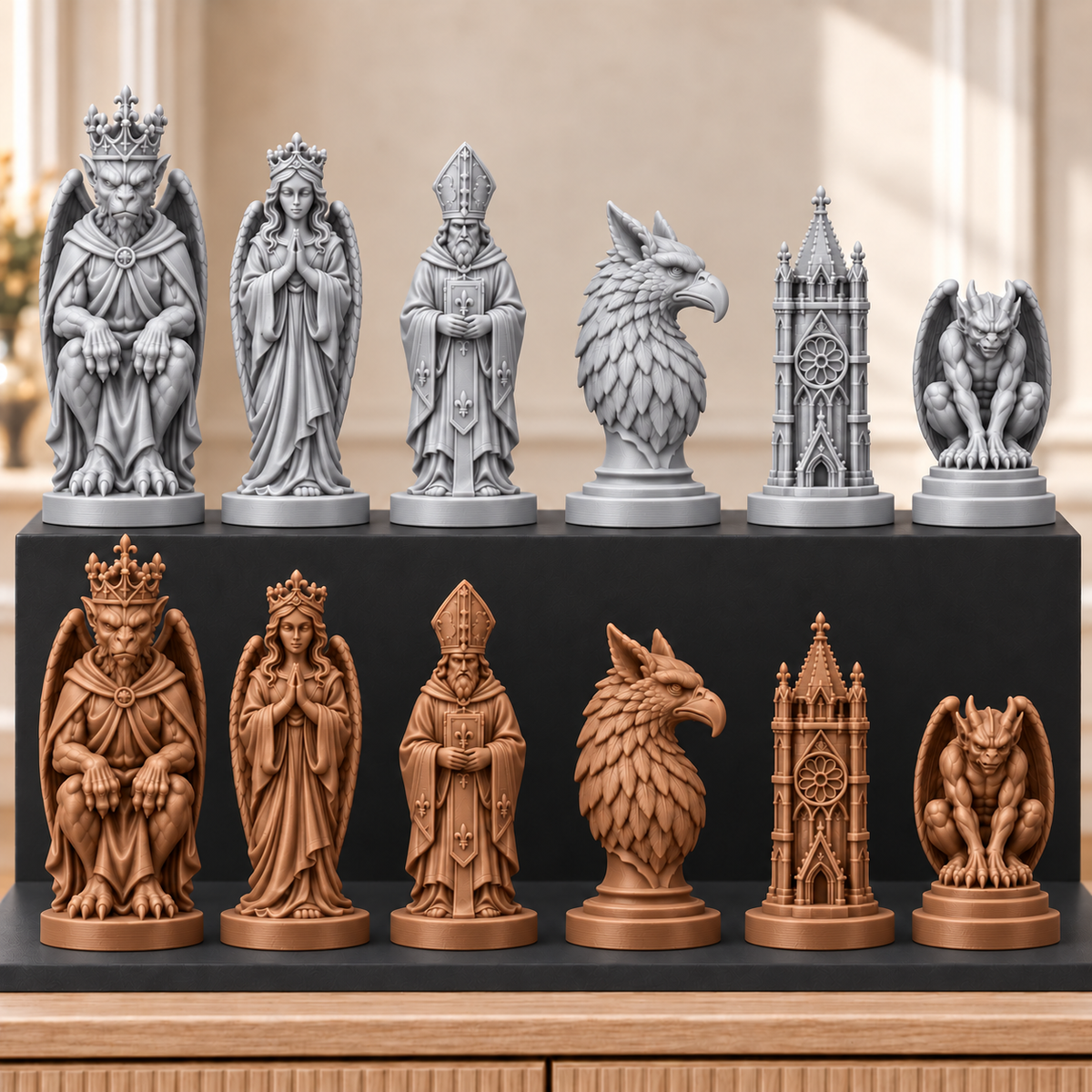 Gothic Kathedrale – thematisches Schachfigurenset mit 32 Figuren – Ansicht 10