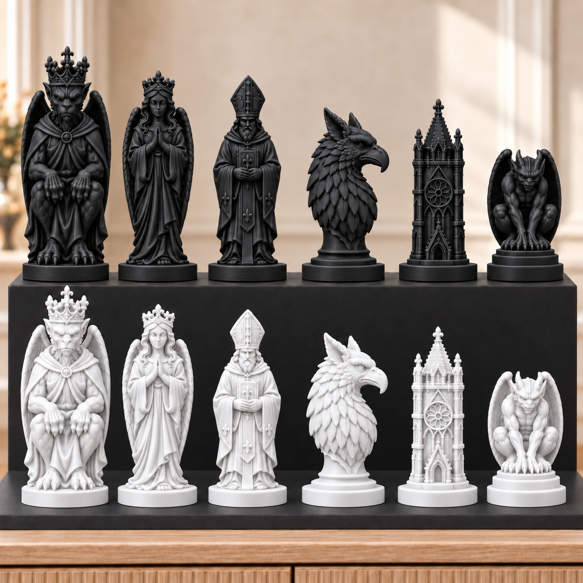 Gothic Kathedrale – thematisches Schachfigurenset mit 32 Figuren – Ansicht 11