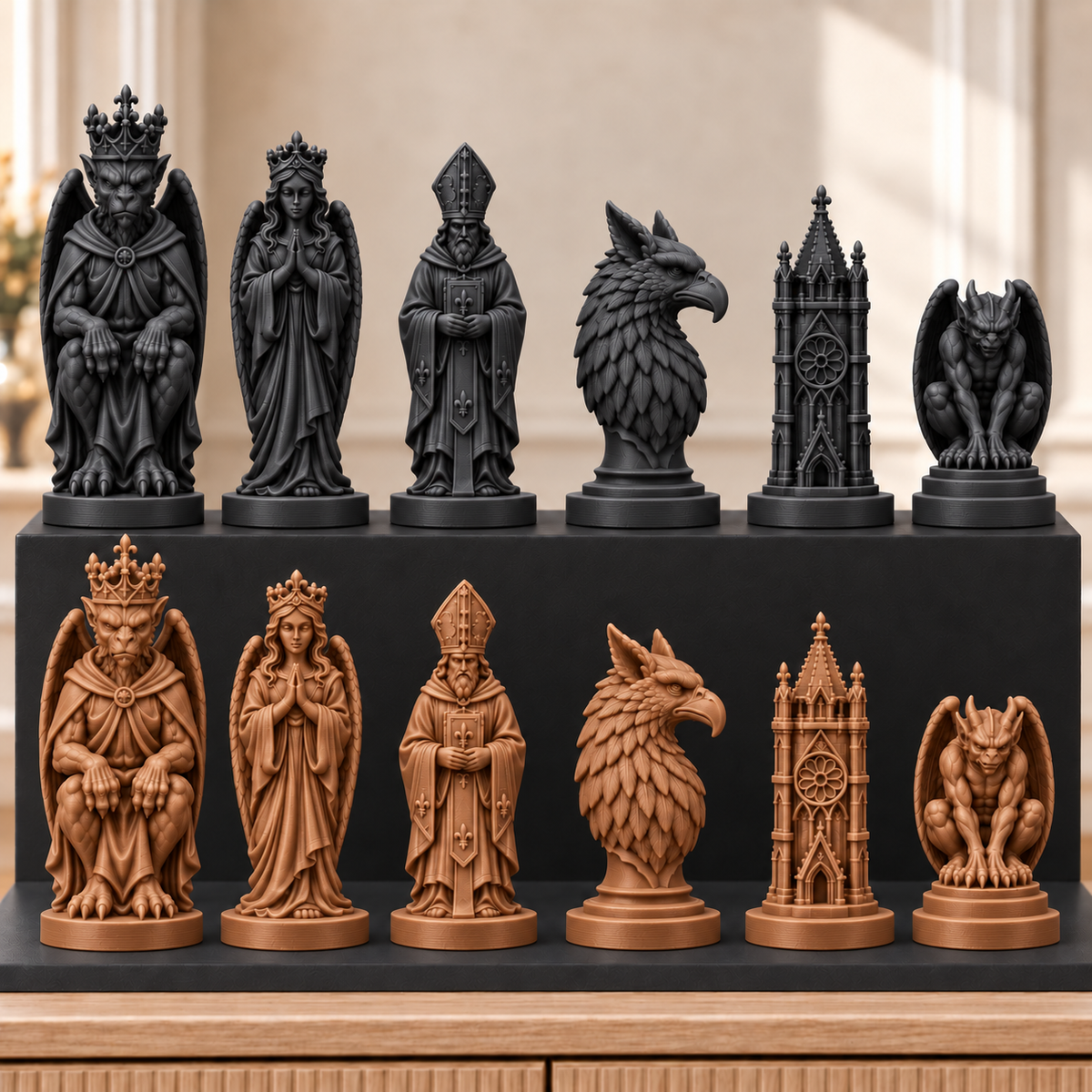 Gothic Kathedrale – thematisches Schachfigurenset mit 32 Figuren – Ansicht 12