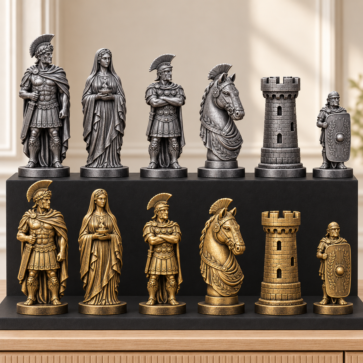 Römische Legion – thematisches Schachfigurenset mit 32 Figuren – Ansicht 2