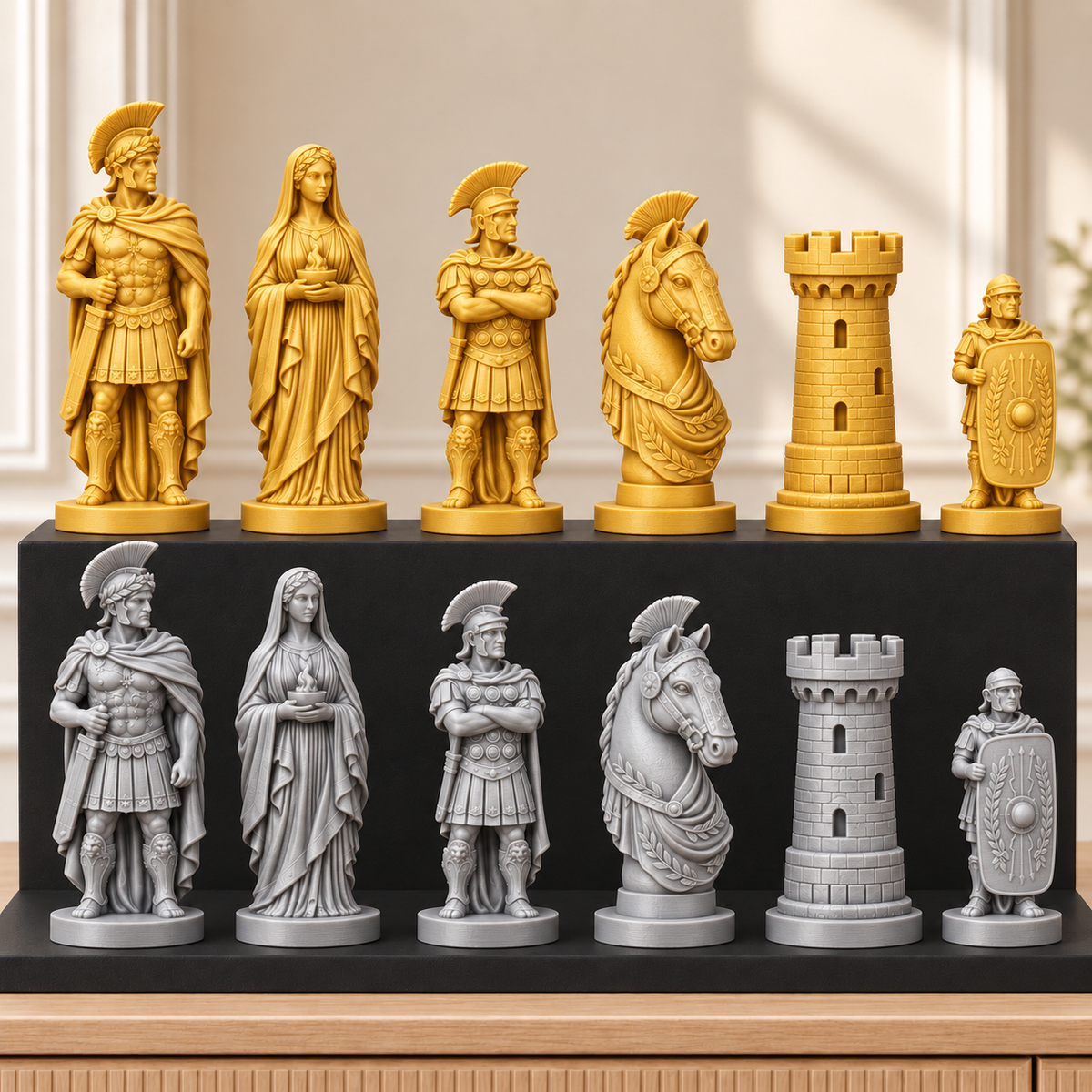 Römische Legion – thematisches Schachfigurenset mit 32 Figuren – Ansicht 4