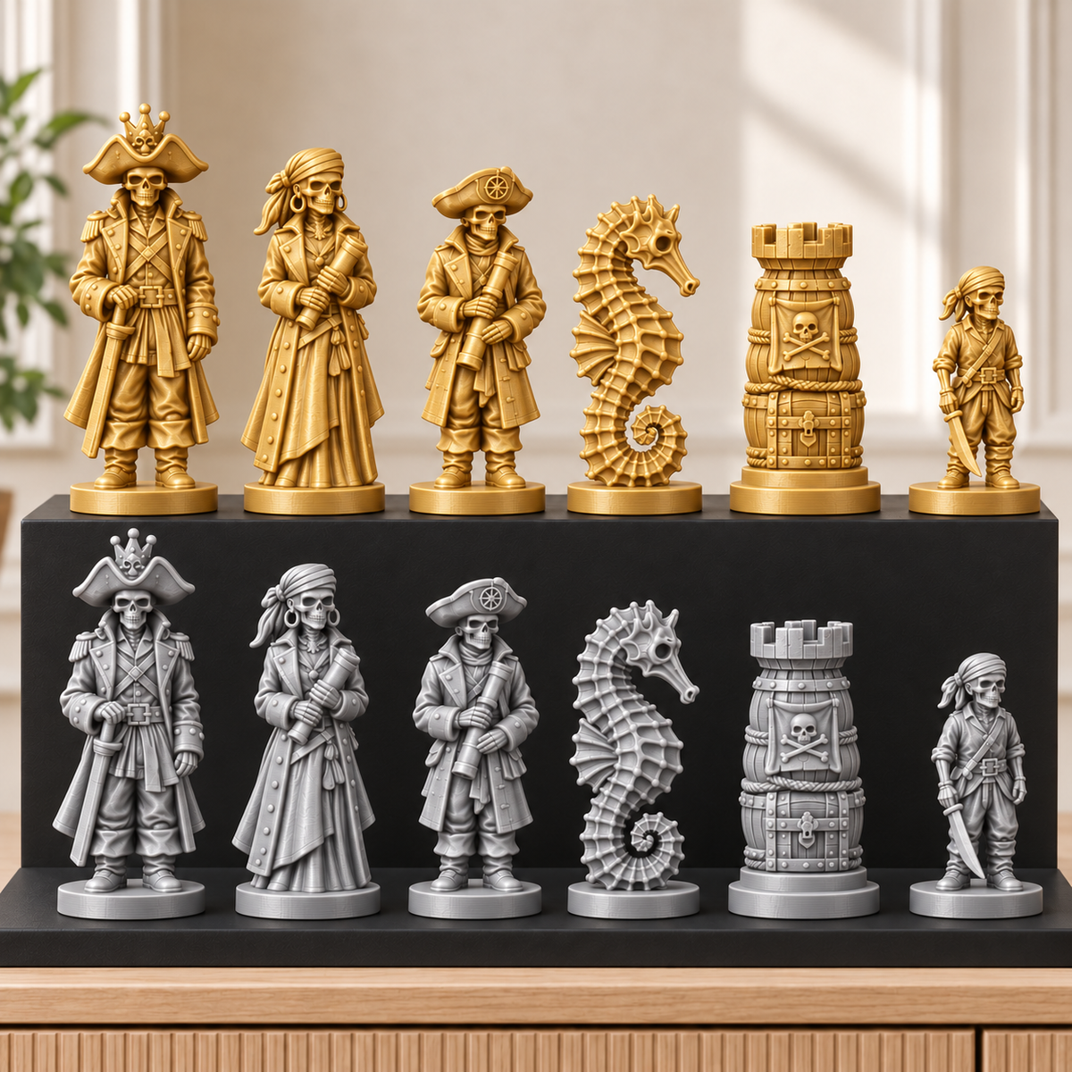 Skelettpiraten – thematisches Schachfigurenset mit 32 Figuren – Ansicht 4
