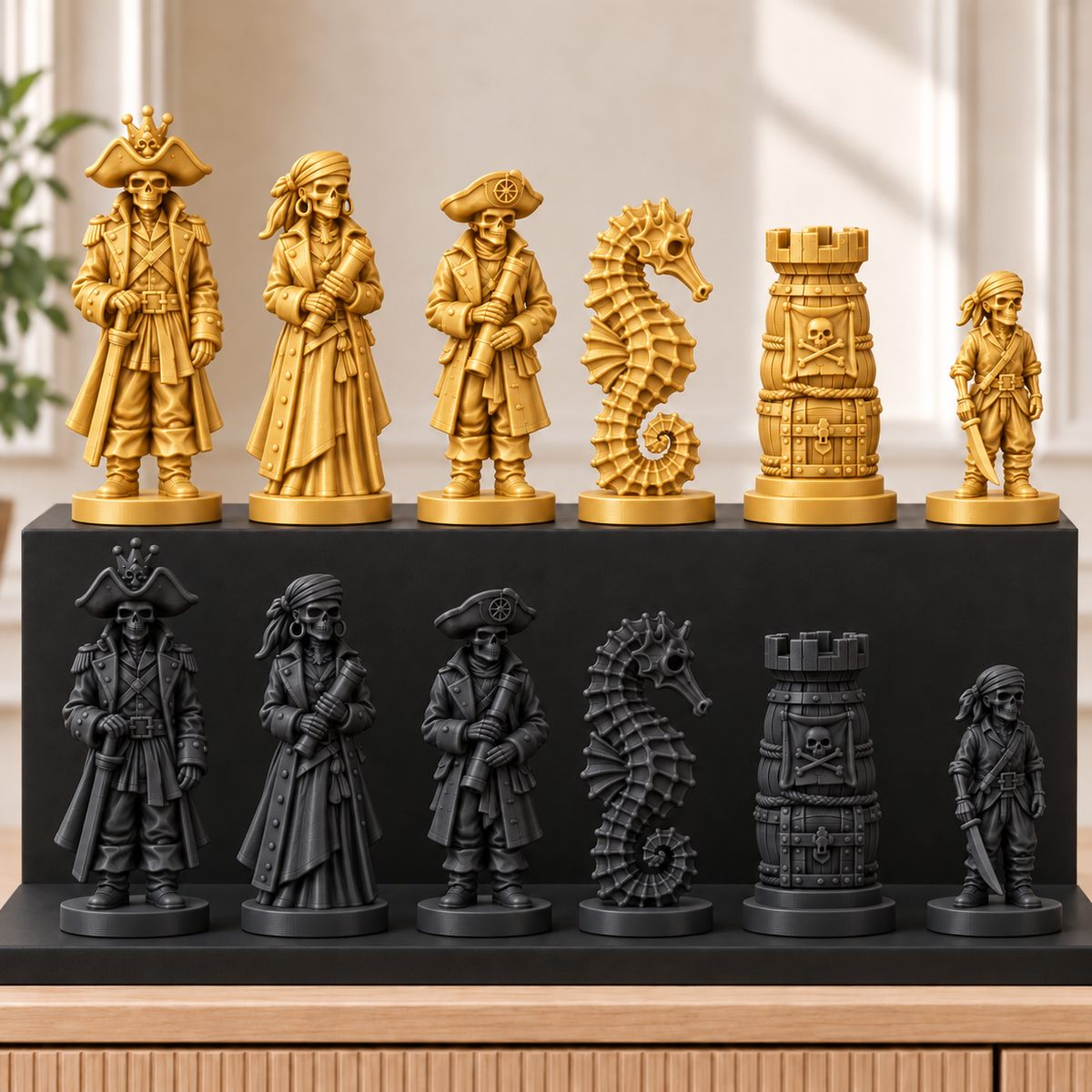 Skelettpiraten – thematisches Schachfigurenset mit 32 Figuren – Ansicht 5