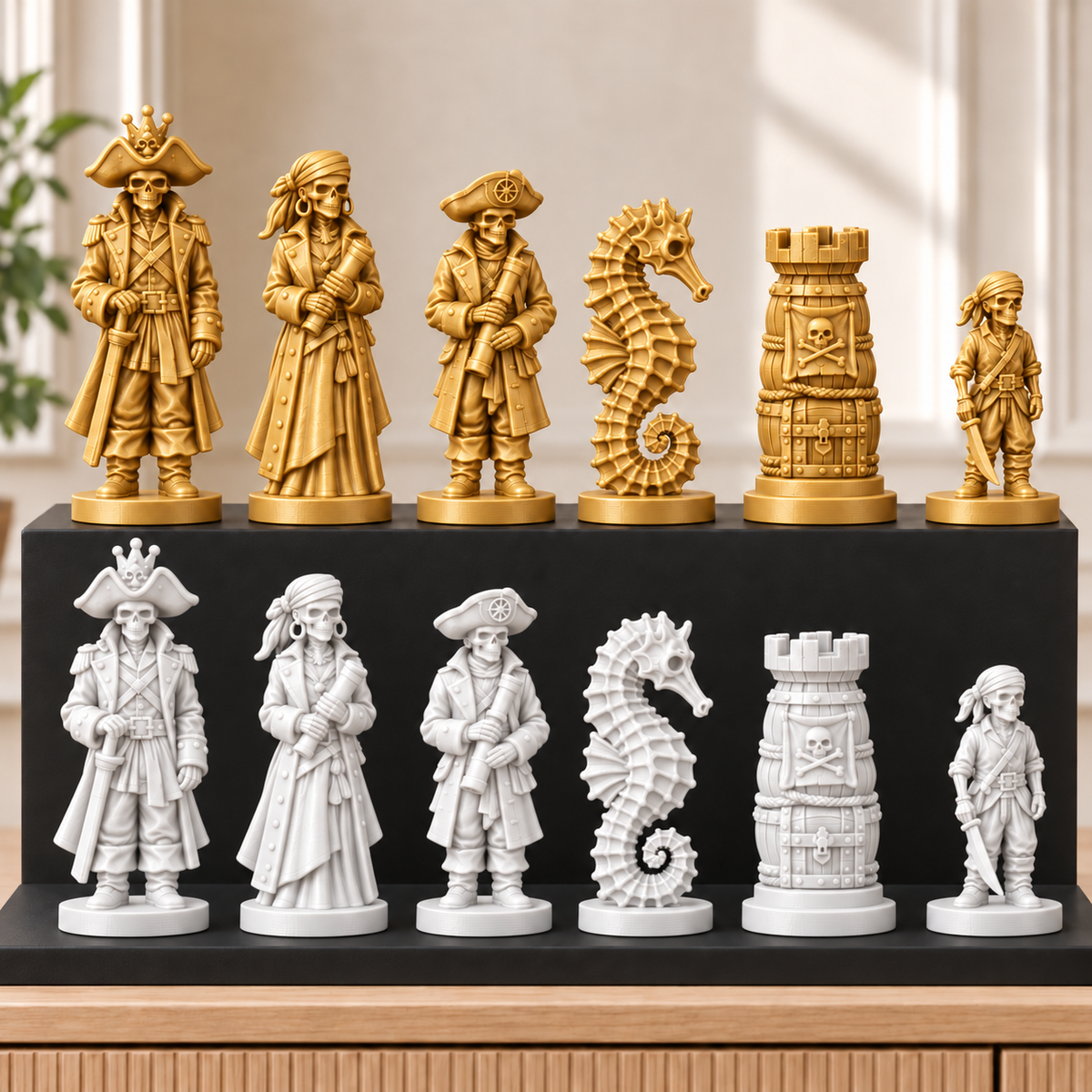 Skelettpiraten – thematisches Schachfigurenset mit 32 Figuren – Ansicht 6