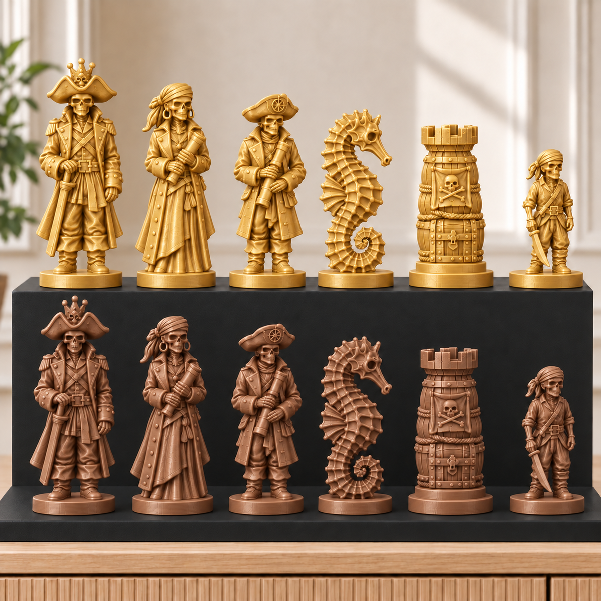Skelettpiraten – thematisches Schachfigurenset mit 32 Figuren – Ansicht 7