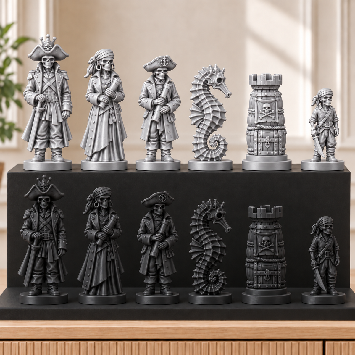 Skelettpiraten – thematisches Schachfigurenset mit 32 Figuren – Ansicht 8