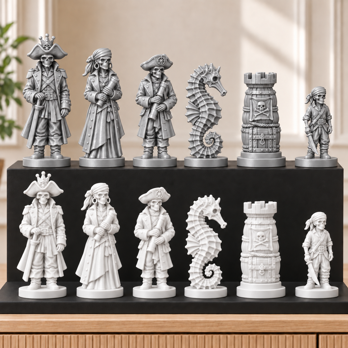 Skelettpiraten – thematisches Schachfigurenset mit 32 Figuren – Ansicht 9