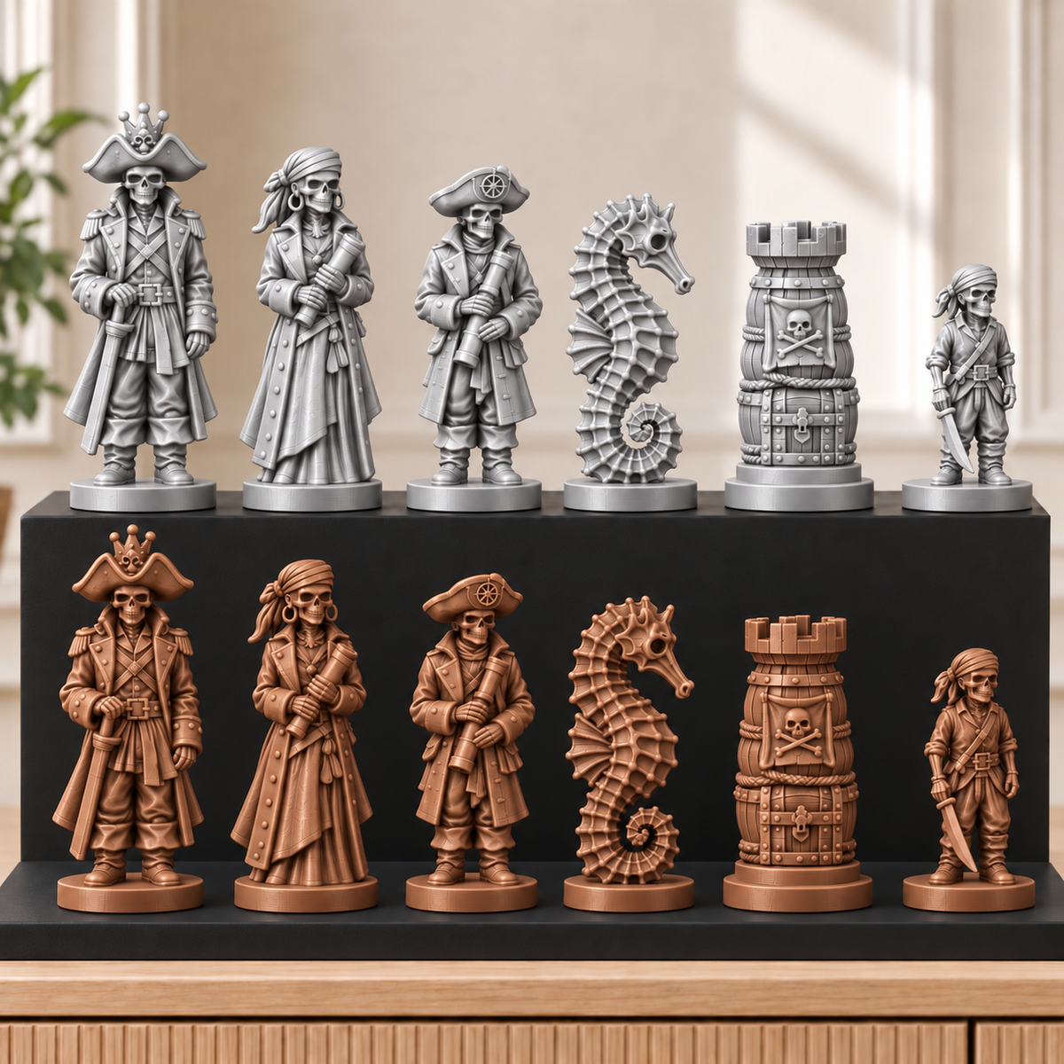 Skelettpiraten – thematisches Schachfigurenset mit 32 Figuren – Ansicht 10
