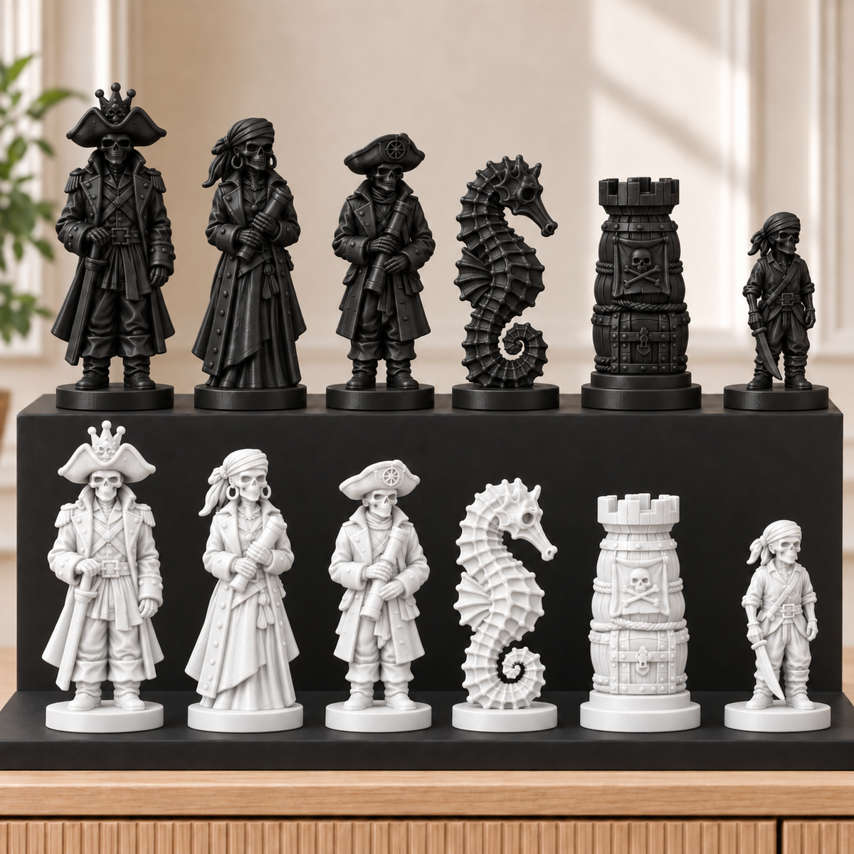 Skelettpiraten – thematisches Schachfigurenset mit 32 Figuren – Ansicht 11