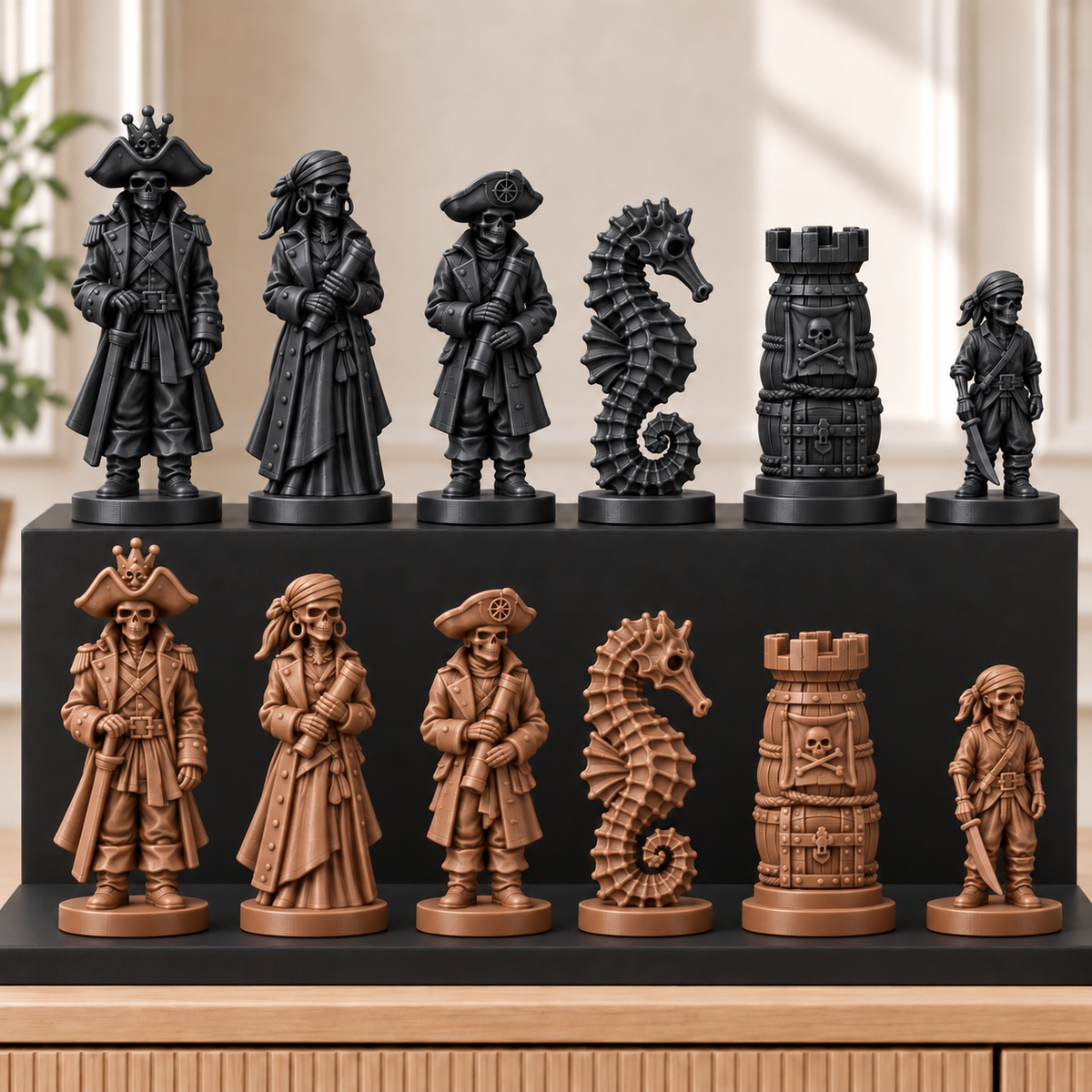 Skelettpiraten – thematisches Schachfigurenset mit 32 Figuren – Ansicht 12