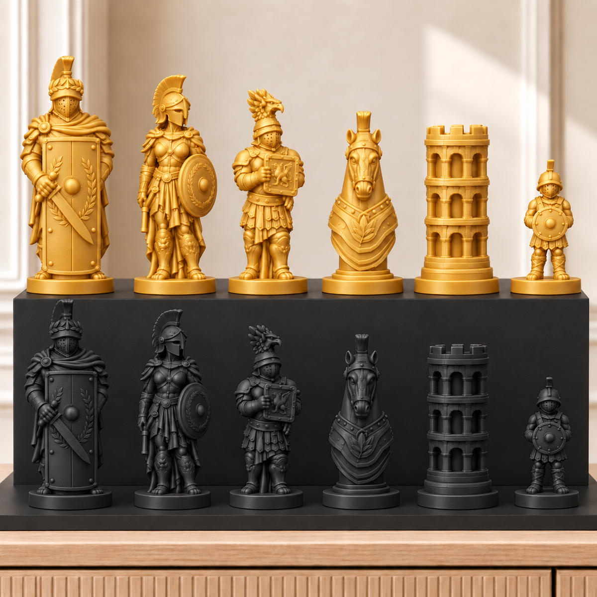 Römische Gladiatoren – thematisches Schachfigurenset mit 32 Figuren – Ansicht 5