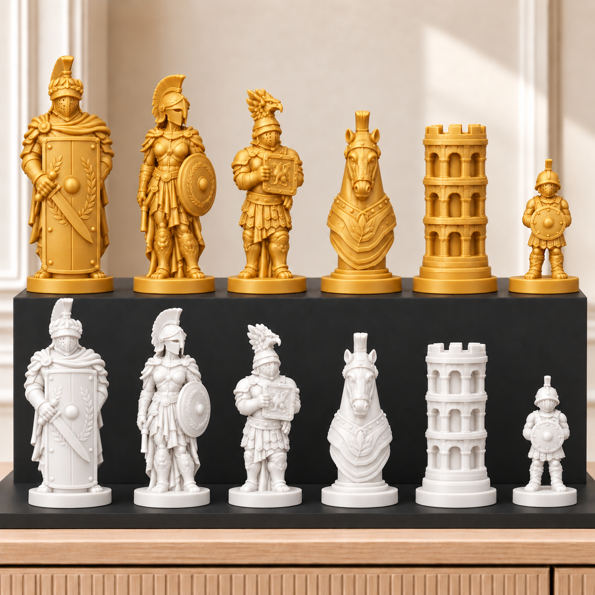 Römische Gladiatoren – thematisches Schachfigurenset mit 32 Figuren – Ansicht 6