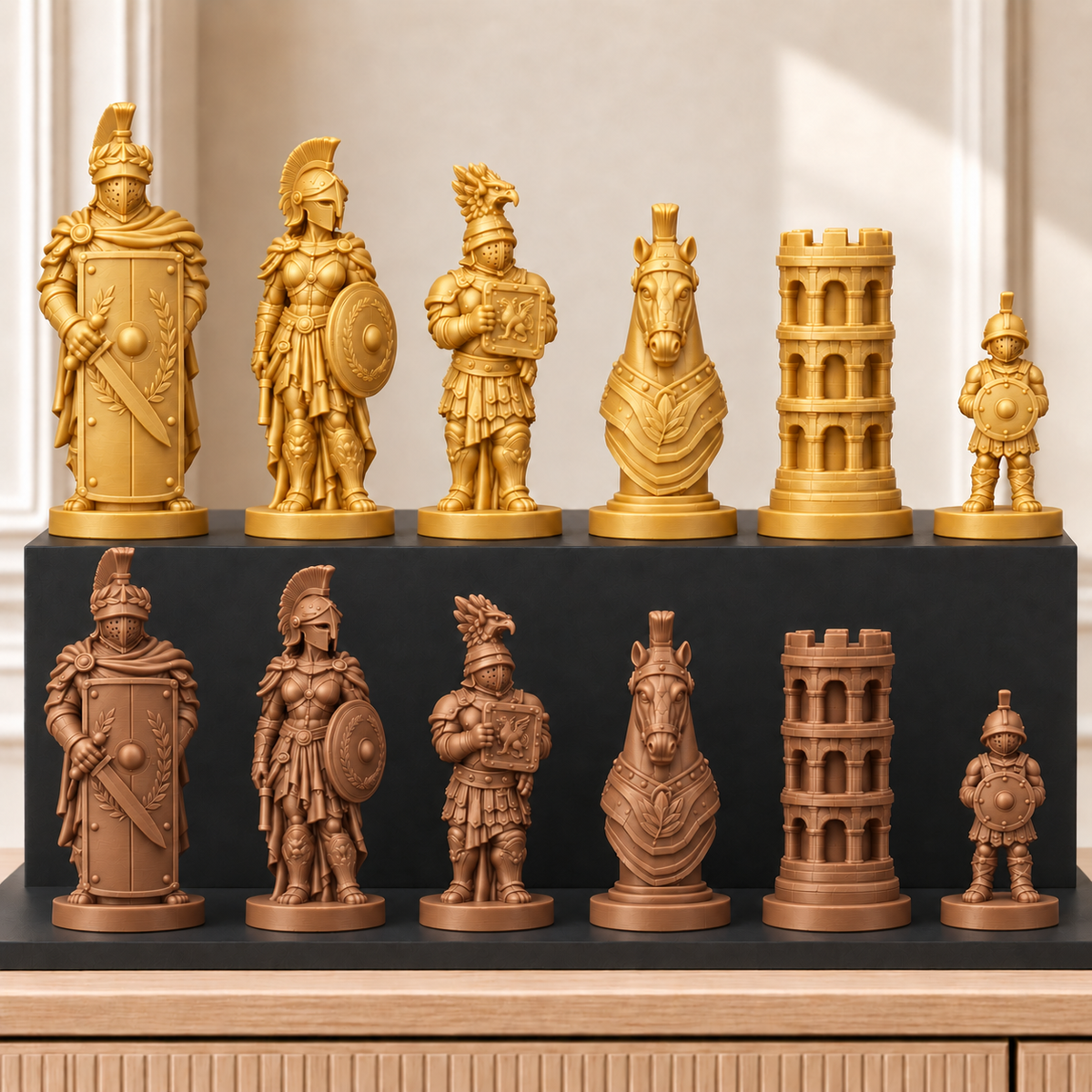 Römische Gladiatoren – thematisches Schachfigurenset mit 32 Figuren – Ansicht 7