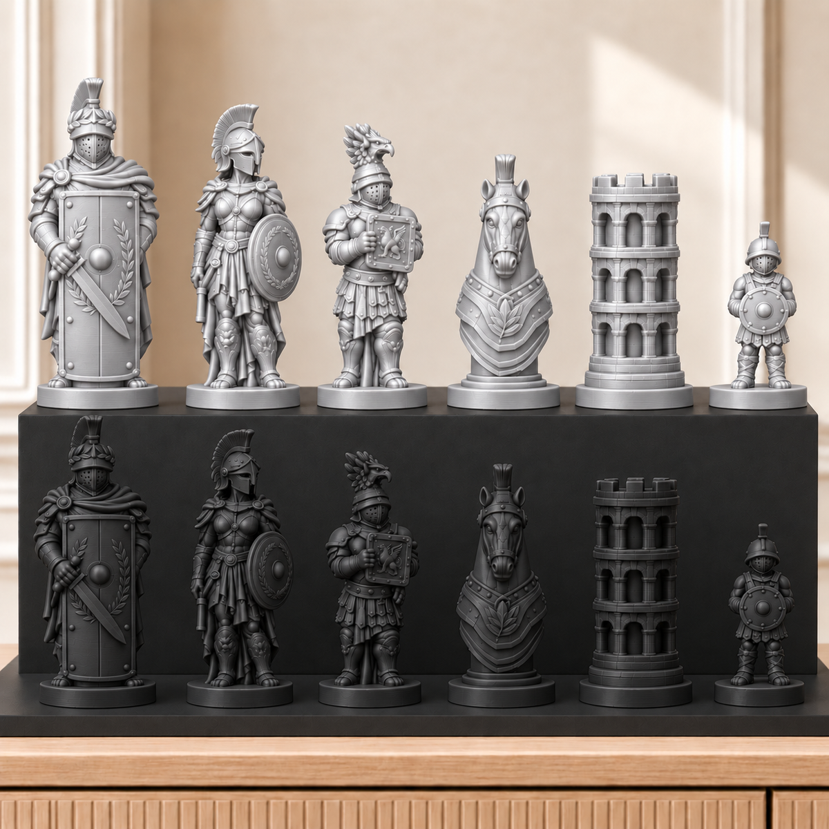Römische Gladiatoren – thematisches Schachfigurenset mit 32 Figuren – Ansicht 8