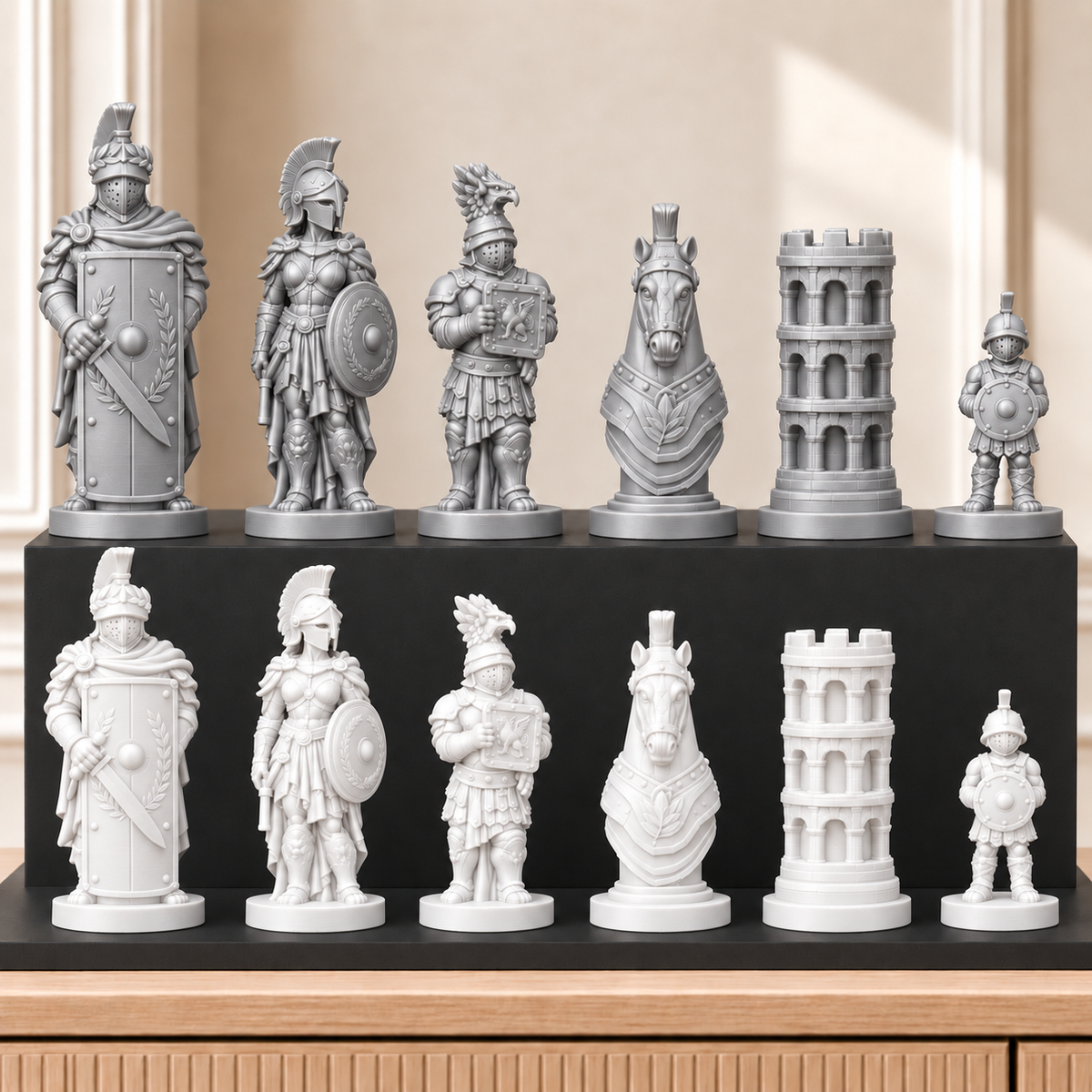 Römische Gladiatoren – thematisches Schachfigurenset mit 32 Figuren – Ansicht 9
