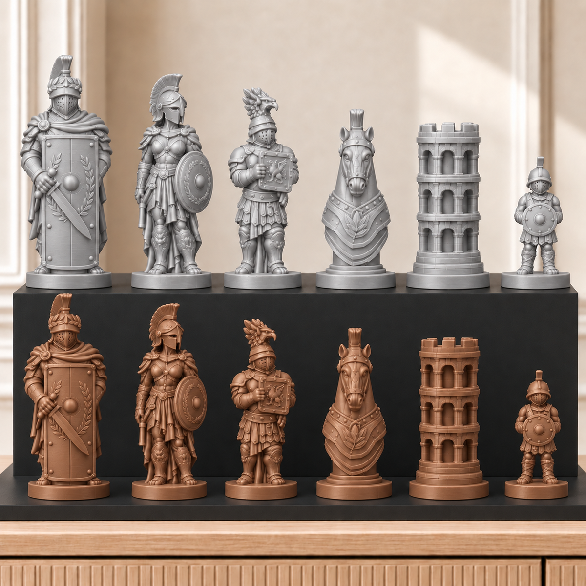 Römische Gladiatoren – thematisches Schachfigurenset mit 32 Figuren – Ansicht 10