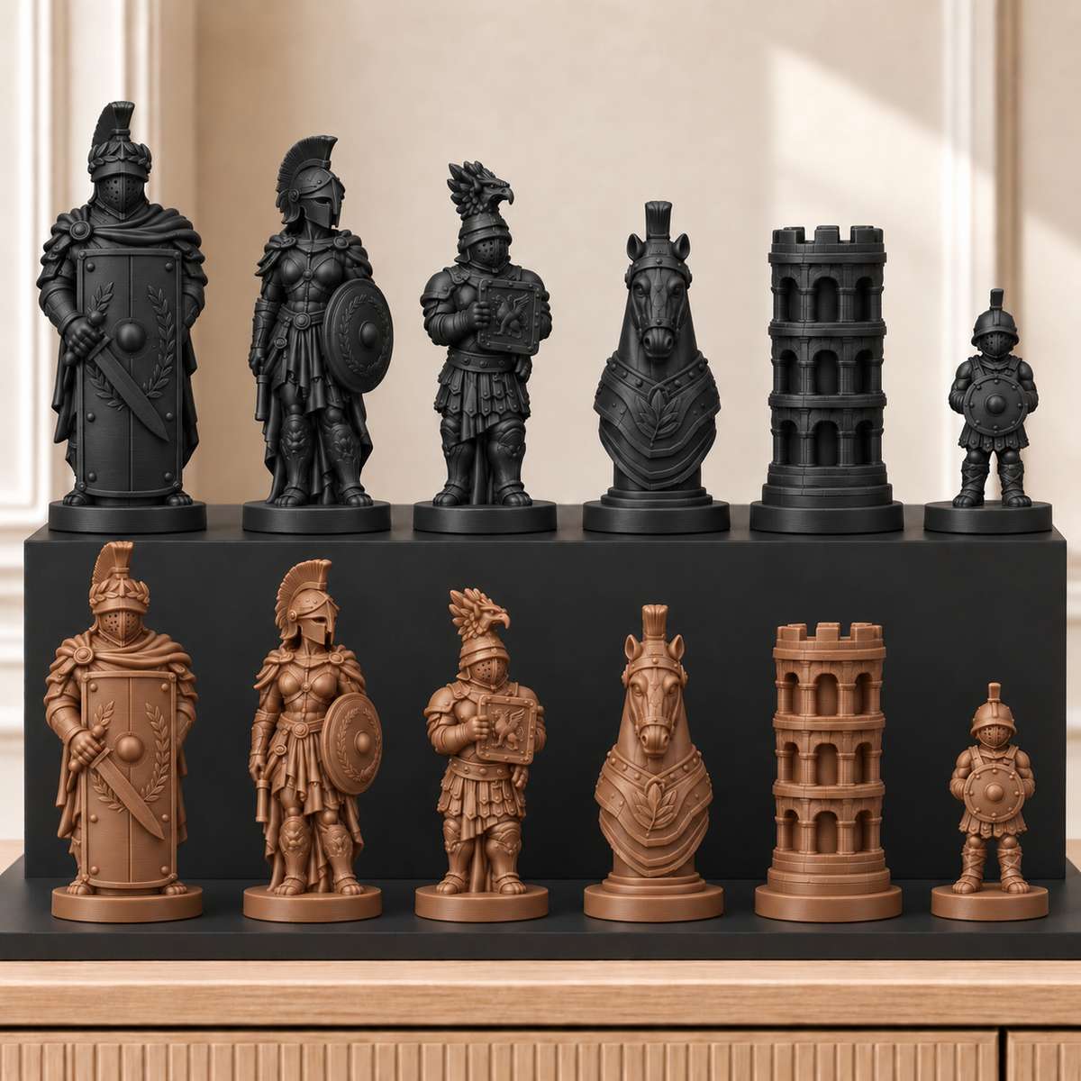 Römische Gladiatoren – thematisches Schachfigurenset mit 32 Figuren – Ansicht 12