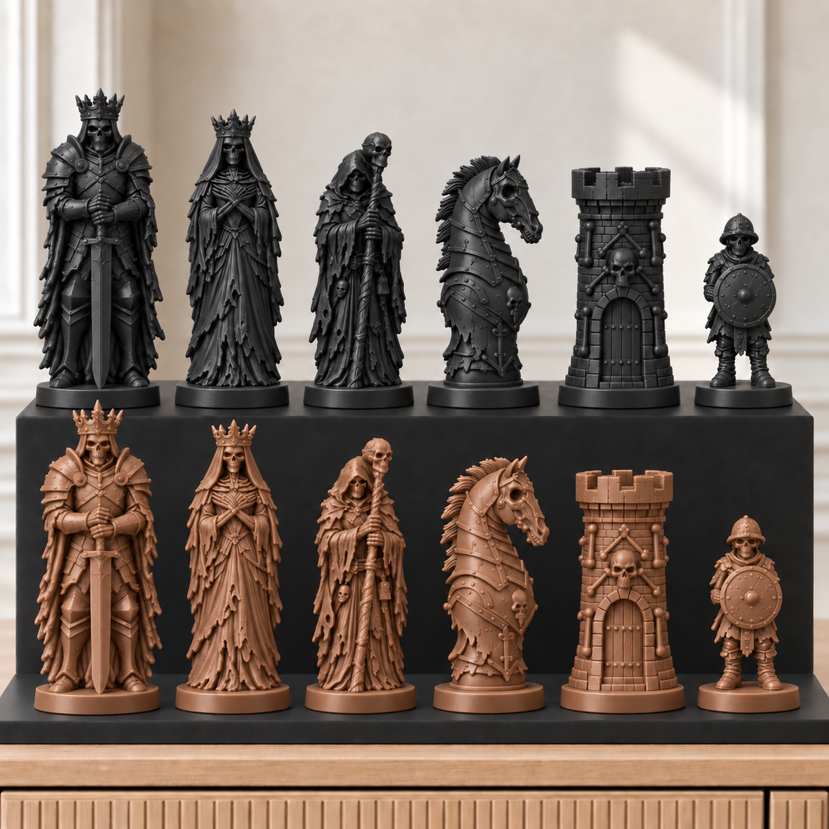 Untote Skelette – thematisches Schachfigurenset mit 32 Figuren – Ansicht 12