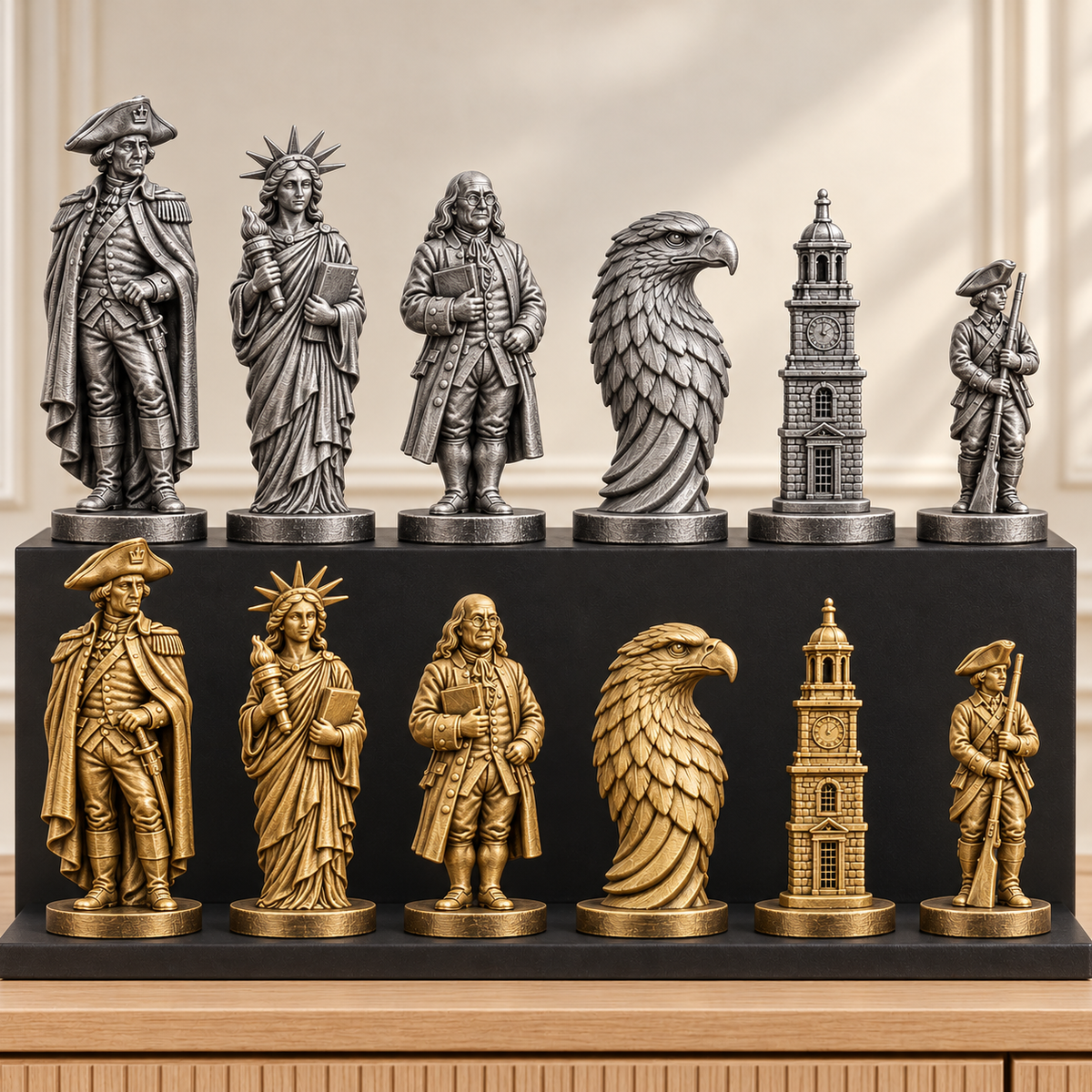 USA 1776 – thematisches Schachfigurenset mit 32 Figuren – Ansicht 2