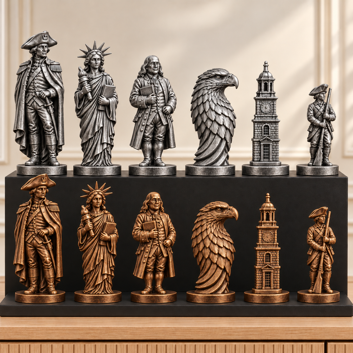 USA 1776 – thematisches Schachfigurenset mit 32 Figuren – Ansicht 3