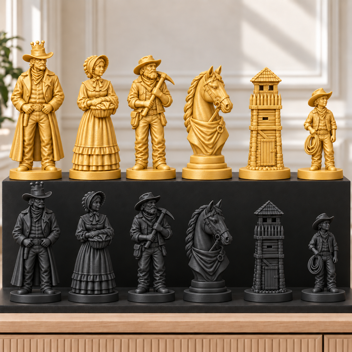 Wilder Westen – thematisches Schachfigurenset mit 32 Figuren – Ansicht 5