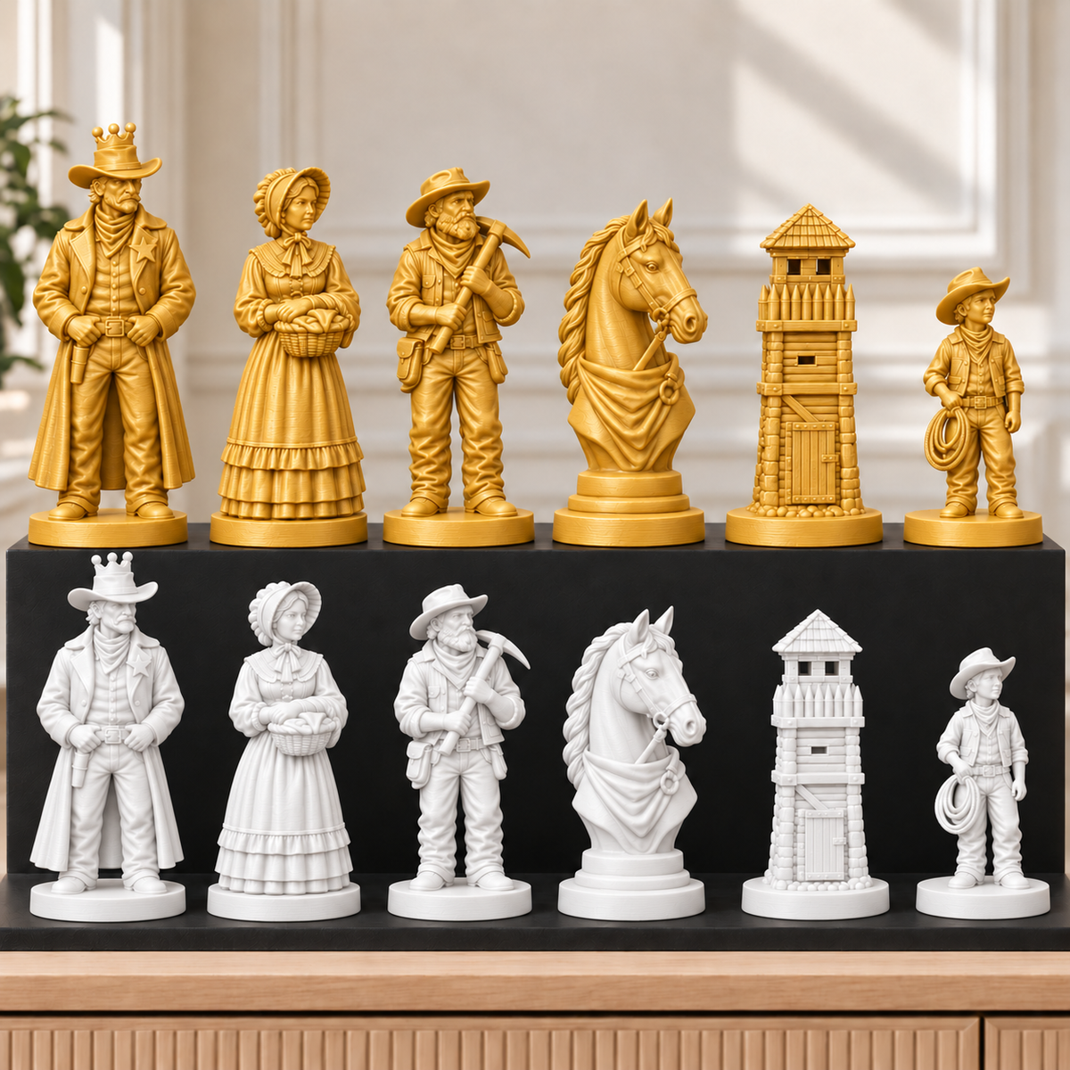 Wilder Westen – thematisches Schachfigurenset mit 32 Figuren – Ansicht 6